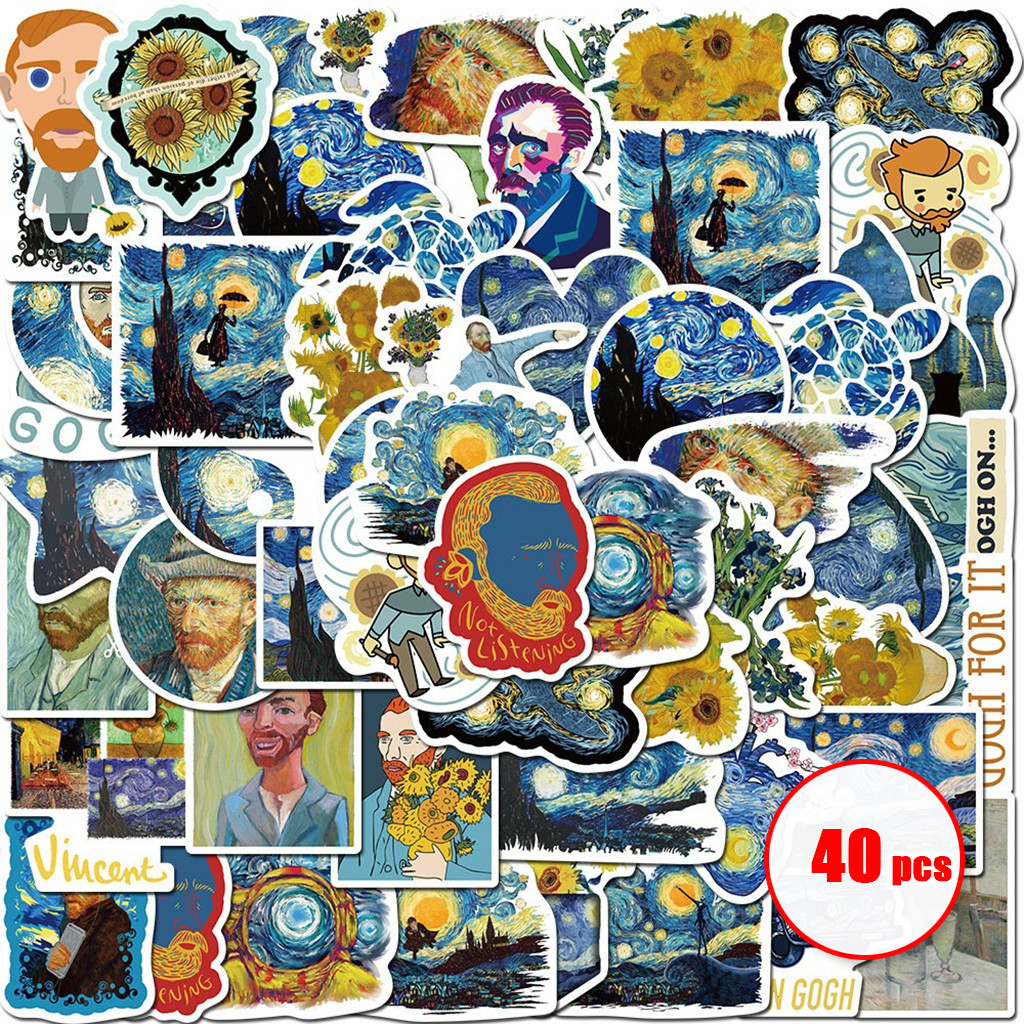 Van Gogh Stickers Set Art Waterproof Graffiti Decals Sticker for Kids ...