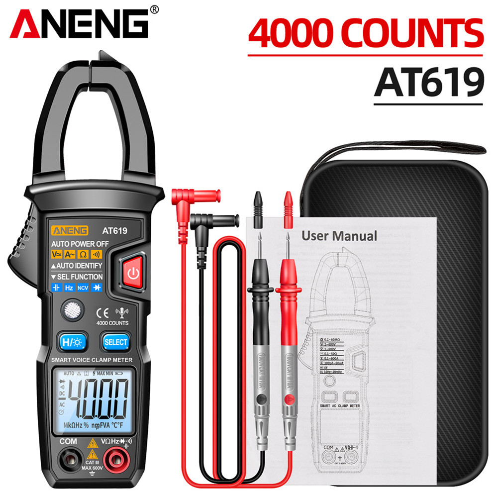 AT619 Ammeter Clamp Meter 4000 Counts Measurement Tools(Black) | Shopee ...