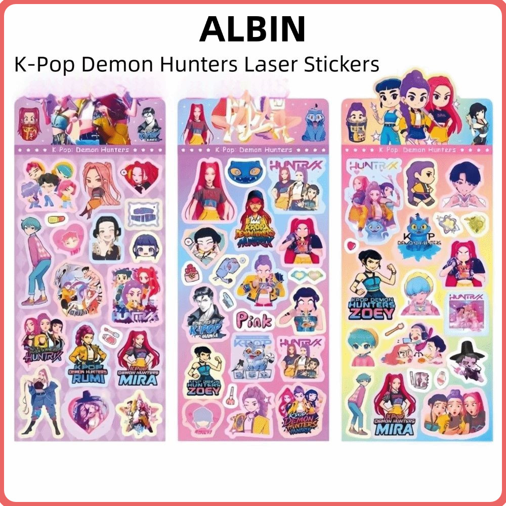 ALBIN 18 sheets/pack Anime Sticker, 18 Sheets PET Cartoon Laser Decal ...