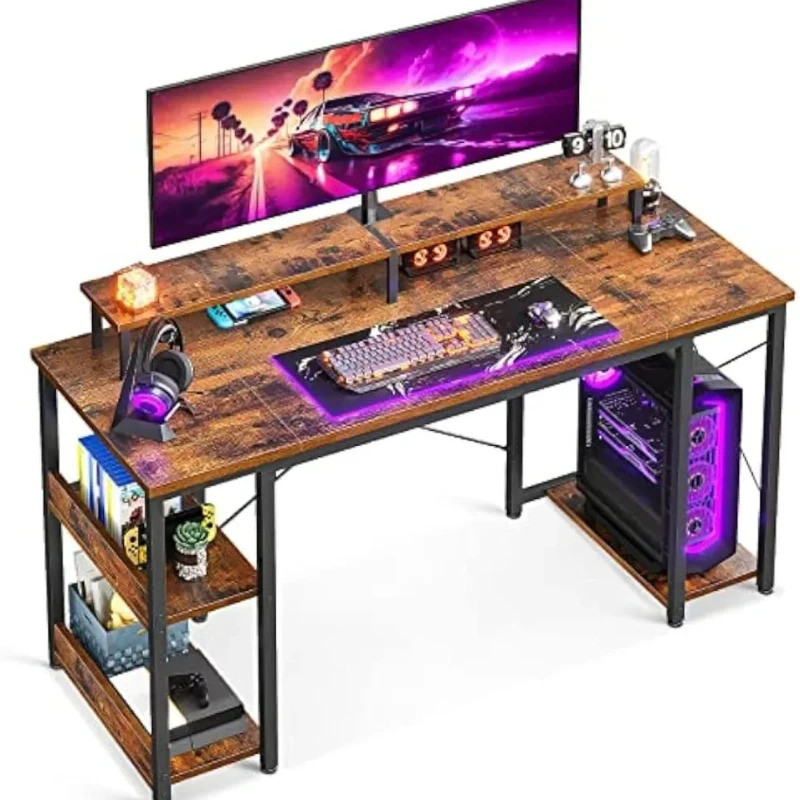 Learning Desk With Cpu Stand And Reversible Rack, 55 Inch Computer Desk ...