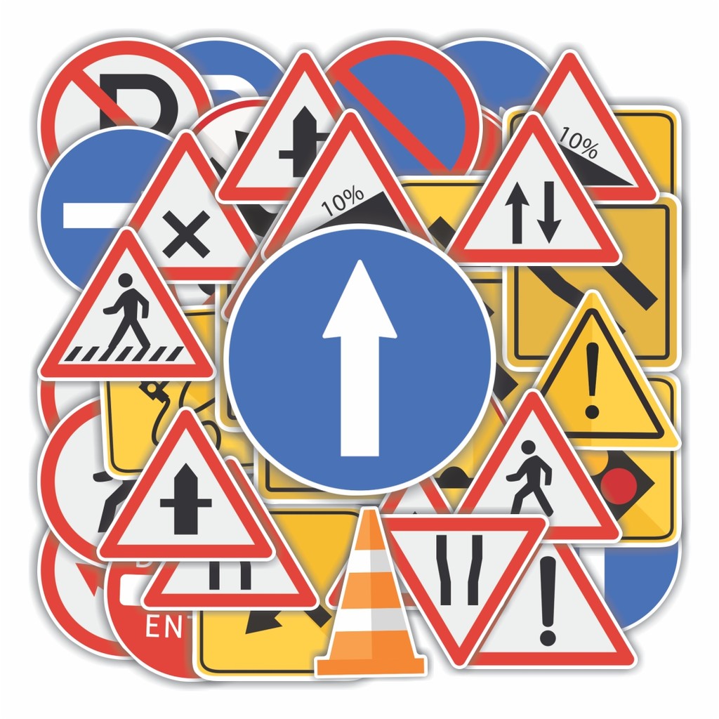 50 PCS TRAFFIC REGULATIONS Stickers Waterproof Stickers – Ideal to ...