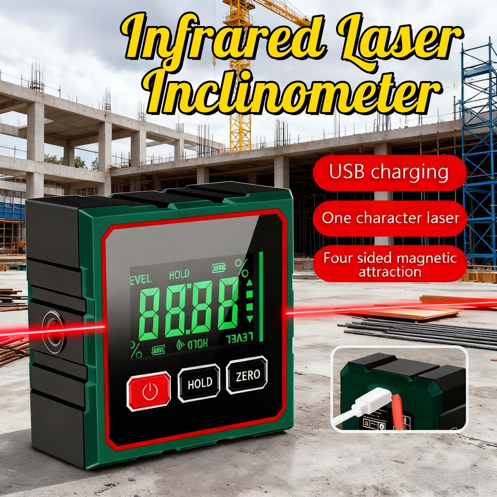 Mini 360° Infrared Laser Digital Level Angle Gauge Inclinometer ...