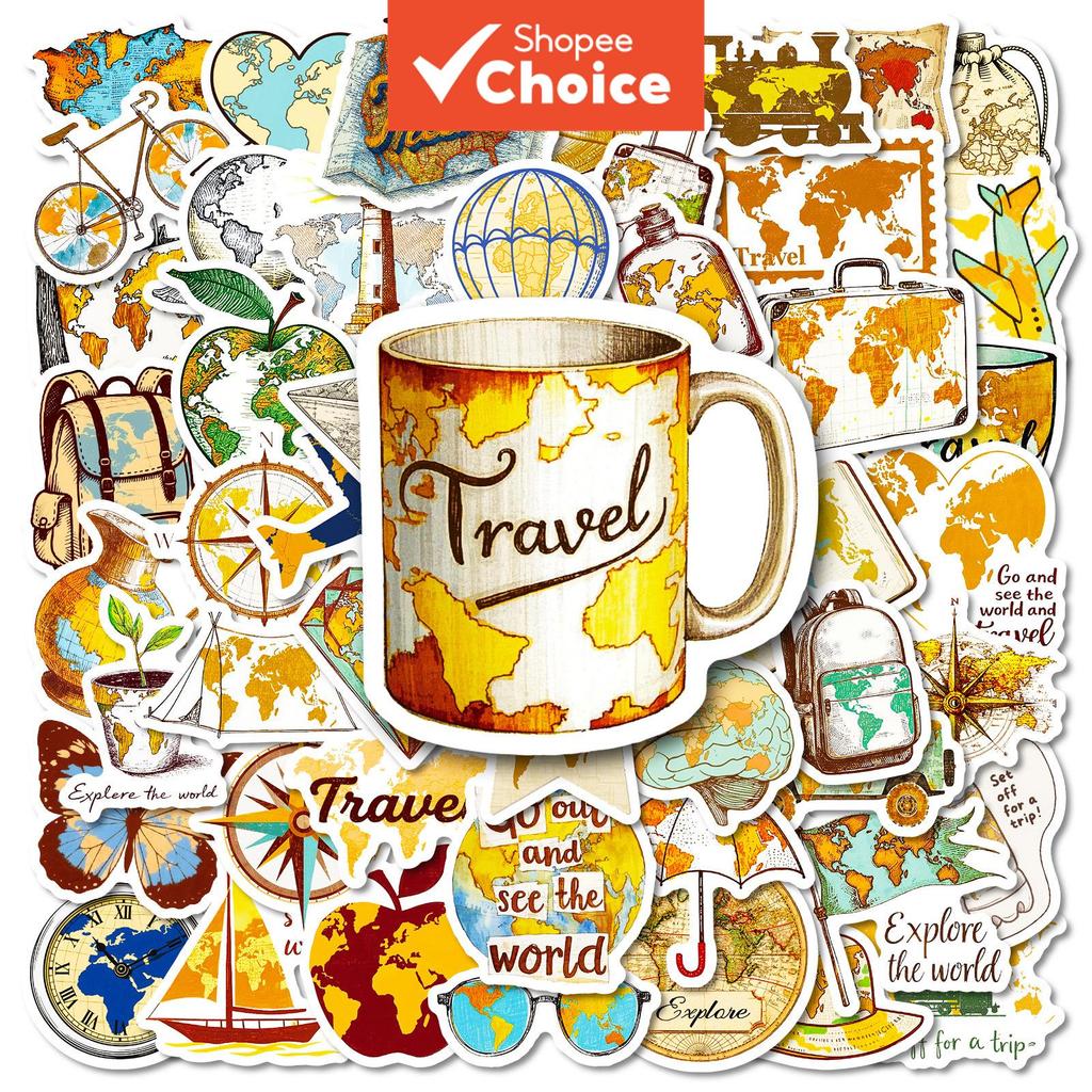 50pcs Outdoor Travel Map Cartoon Series Graffiti Stickers Suitable for ...