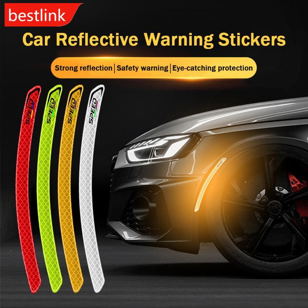 BESTLINK 2Pcs Reflective Car Wheel Arches Safety Warning Sticker Mark ...