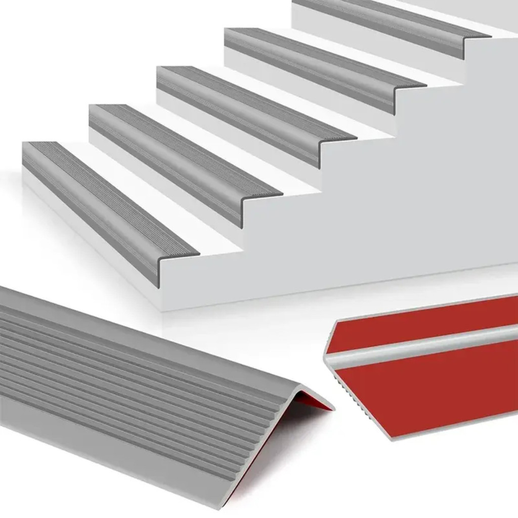 1M Stair Nosing Anti Slip Strip L-type Safe PVC Rubber Stair Nosing ...
