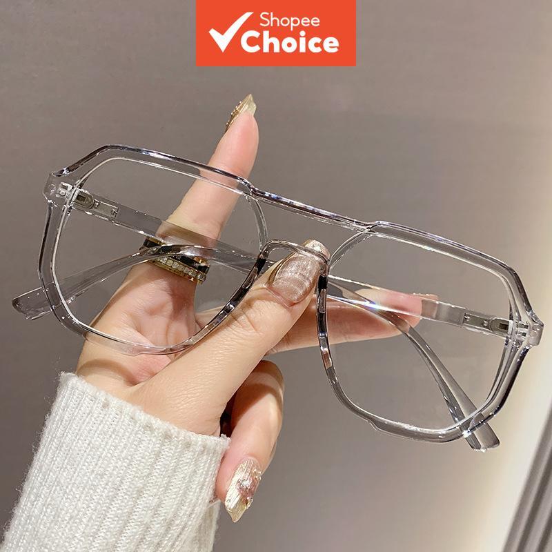 New Vintage Double-Bridge Square Glasses Frame: This refers to a style ...