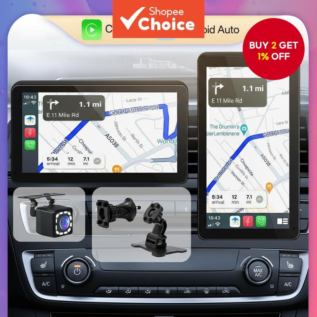 7 Rotatable Car Screen Radio Featuring Wireless Carplay, Android Auto ...