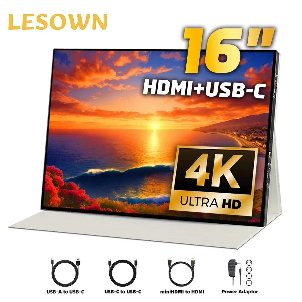 4k 3840x2400 Widescreen Portable Monitor 16 Inch Ips Touch Screen 16:10 ...