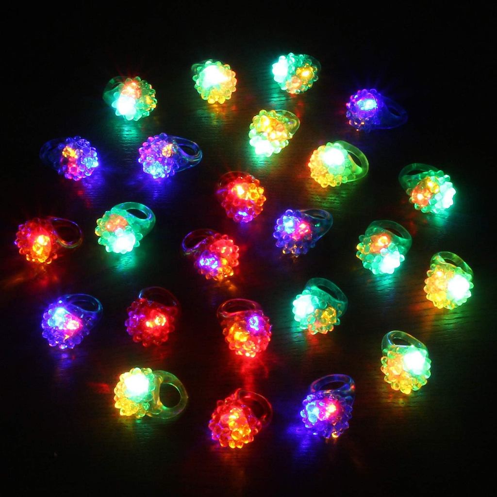 Novelty Place 24 Pack Flashing LED Jelly Rings – Fun Glow in the Dark ...