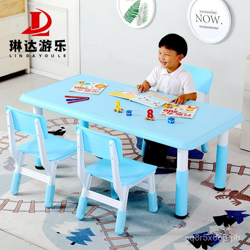 Kindergarten tables and chairs Plastic Rectangular Children's ...