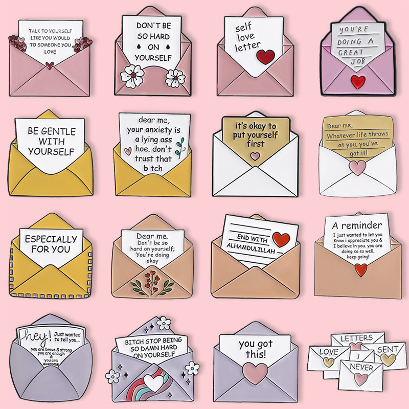 Self Care Envelope Badge Collection Featuring Various Encouraging ...