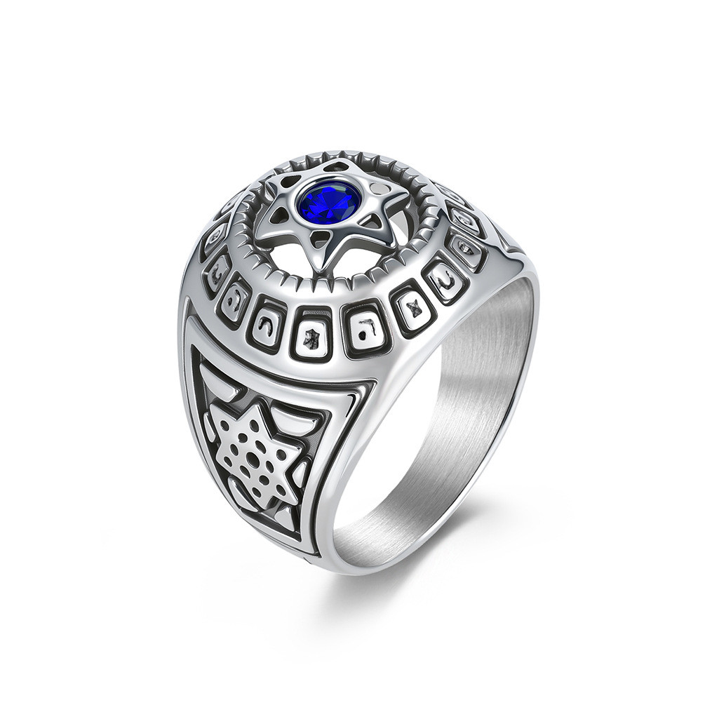 Hexagram Signet Ring for Men, Star of David Symbol in Solid Titanium ...