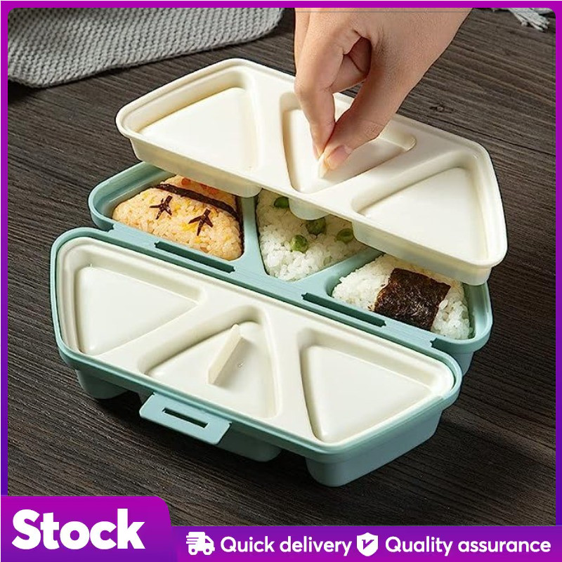 Japanese Triangle Rice Ball Mold - 6 Compartment Bento Box, Portable ...
