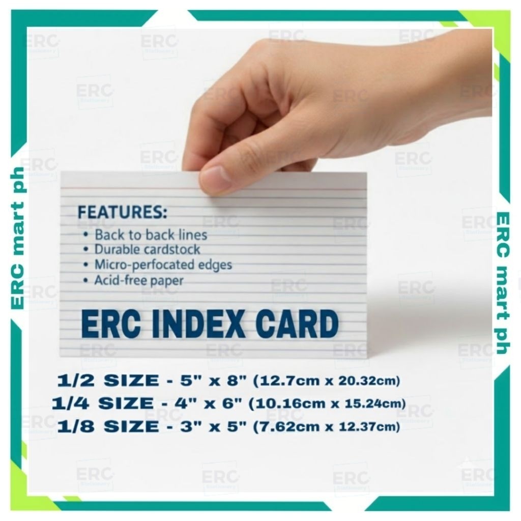 ERC Index Card Size 5x8 4x6 3x5 White Ruled Both Sided Lines 1/2 1/4 1/ ...