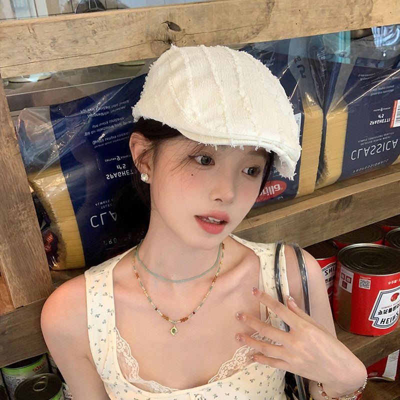 European American Forward Hat Female Fashion Solid Color Beret Art ...