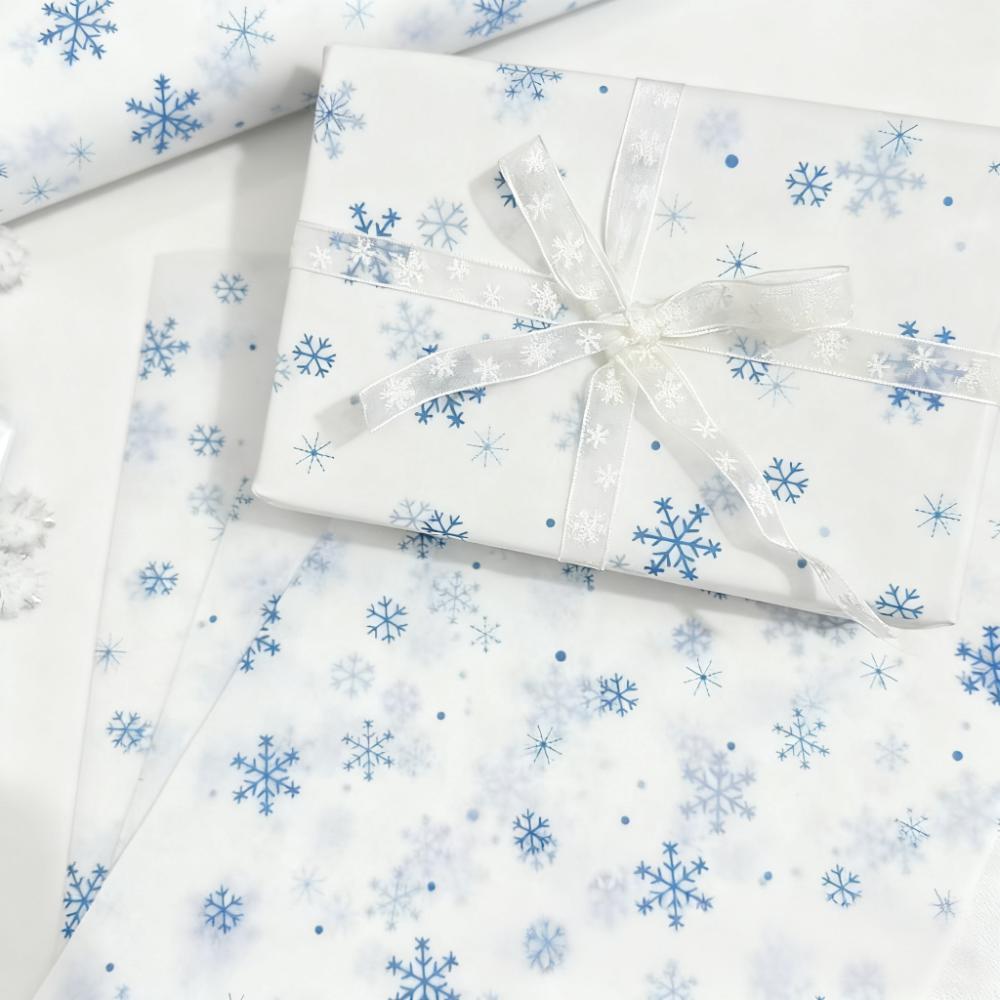 10 Sheets Christmas Tissue Paper Blue White Snowflake Gift Wrapping ...