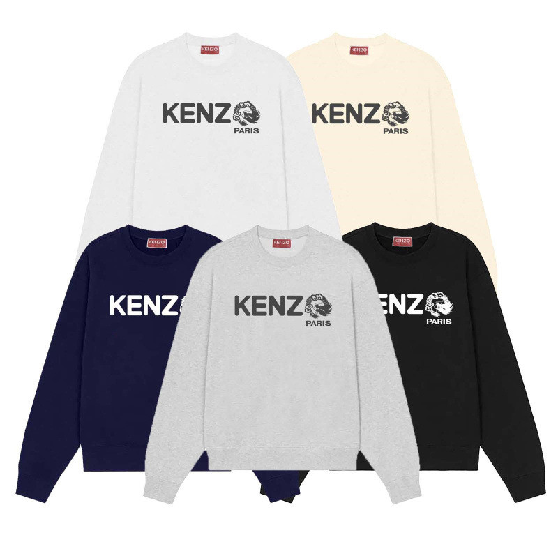 KENZO Male Letter Print Loose Long Sleeve Crew Neck Sports Sweatshirt ...