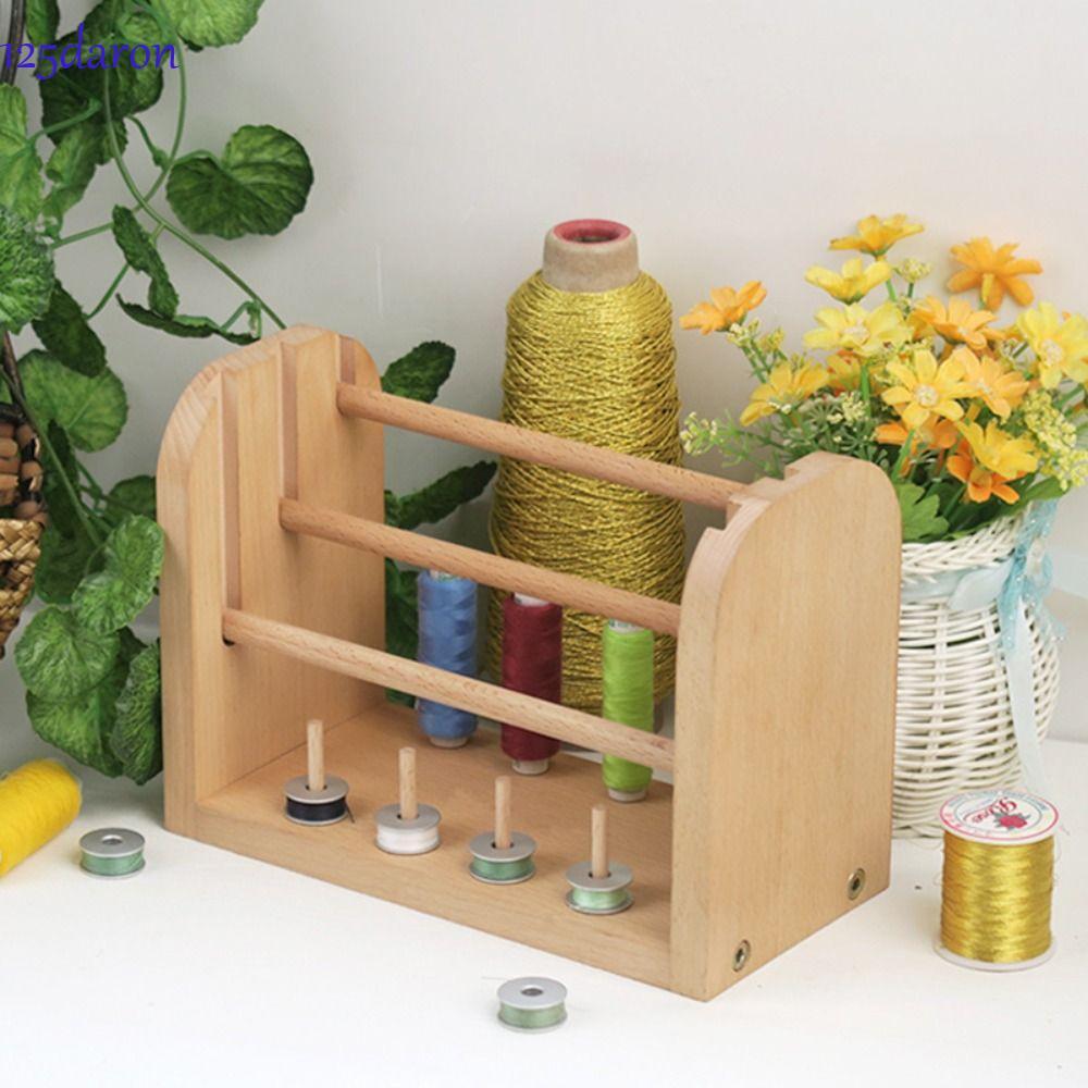 DARON1 Thread Spool Holder, Wooden Rotating Weaving Yarn Ball Holder ...