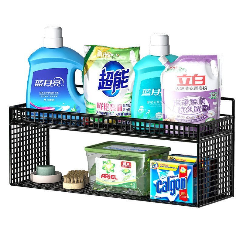 No-Drill Washing Machine Rack Balcony Storage Wall-Mounted Organizer ...