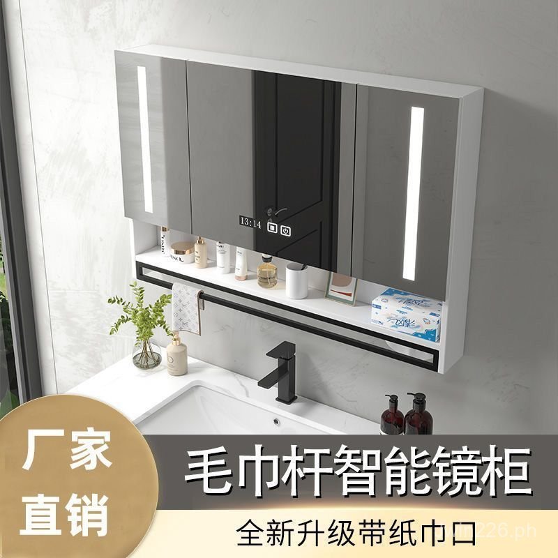 Bathroom Mirror Wall-Mounted Washroom Mirror with Light and Storage ...