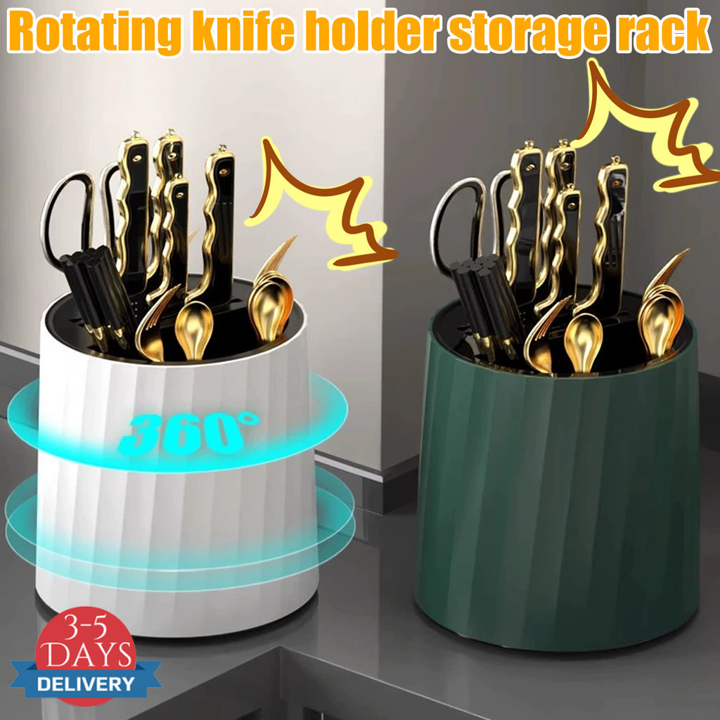 Rotating Knife Holder Rack Compact, Kitchen Organizer with Moisture ...