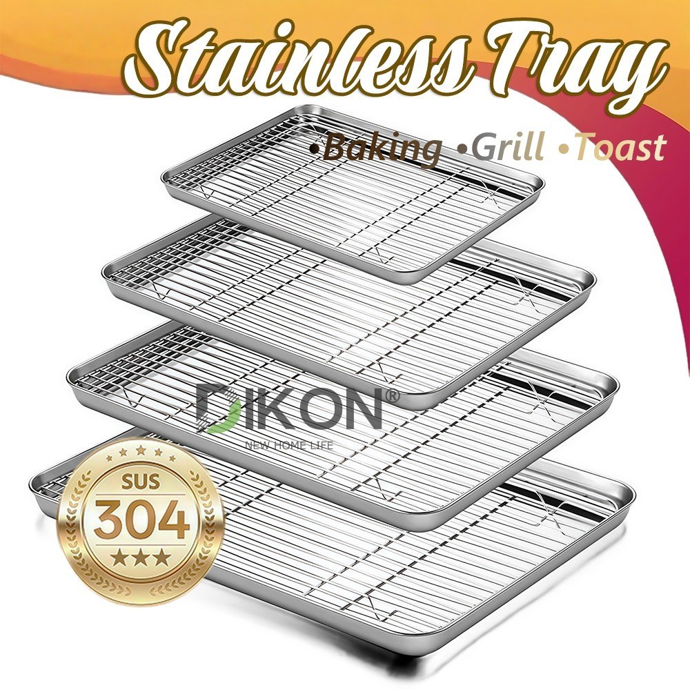 Stainless Steel Baking Tray with Removable Cooling Rack Set Non-stick ...