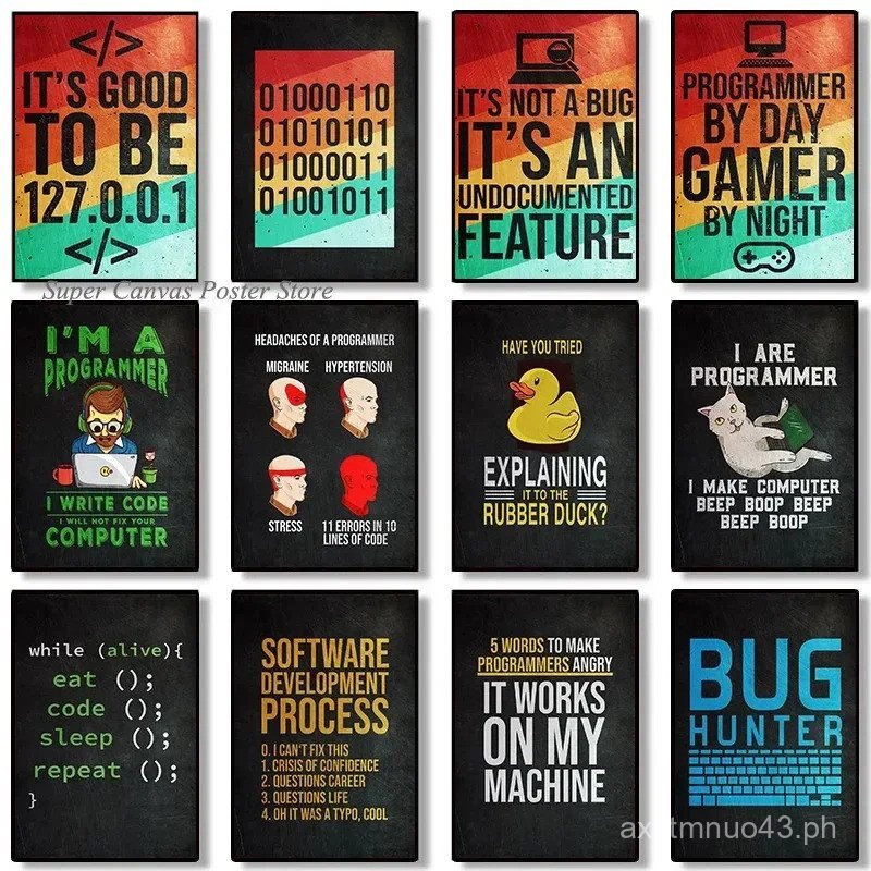 Abstract Gaming Zone Hacker Code Canvas Poster Funny Programmer Quote ...