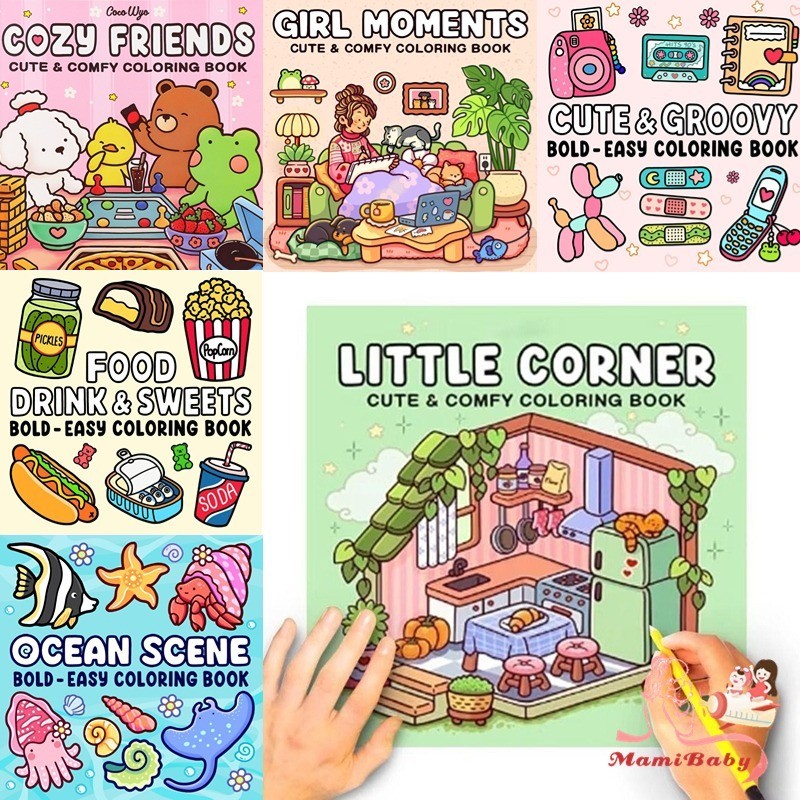 Little Corner Cute Comfy Coloring Book Girl Moments Cozy Spaces for ...