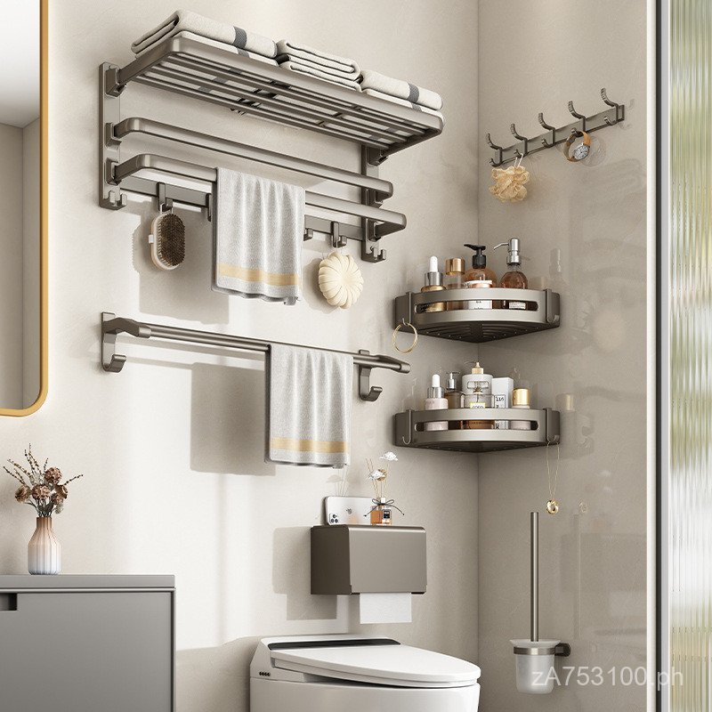 Shelf Kit Bathroom No-Drill Shower Room Toilet Storage Rack Hanging ...