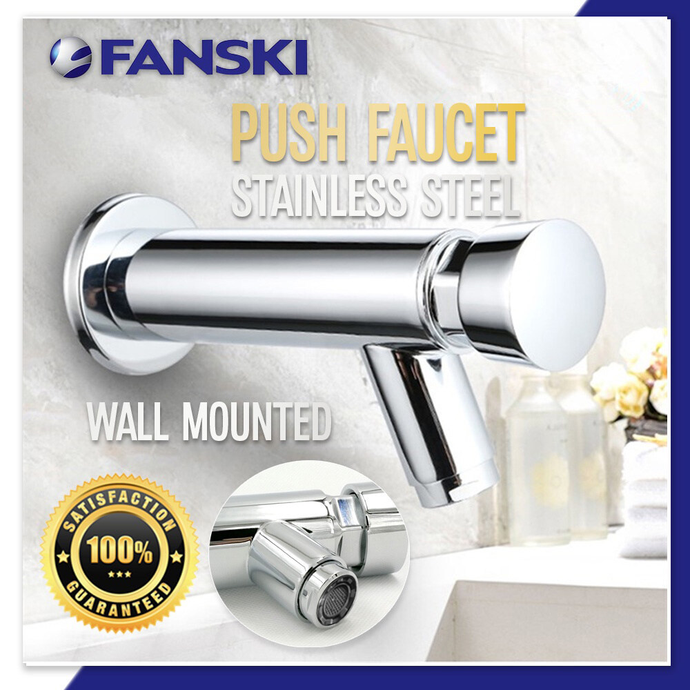 Delay Push Faucet Wall Mounted Automatic Shut Off Push Button Faucet ...