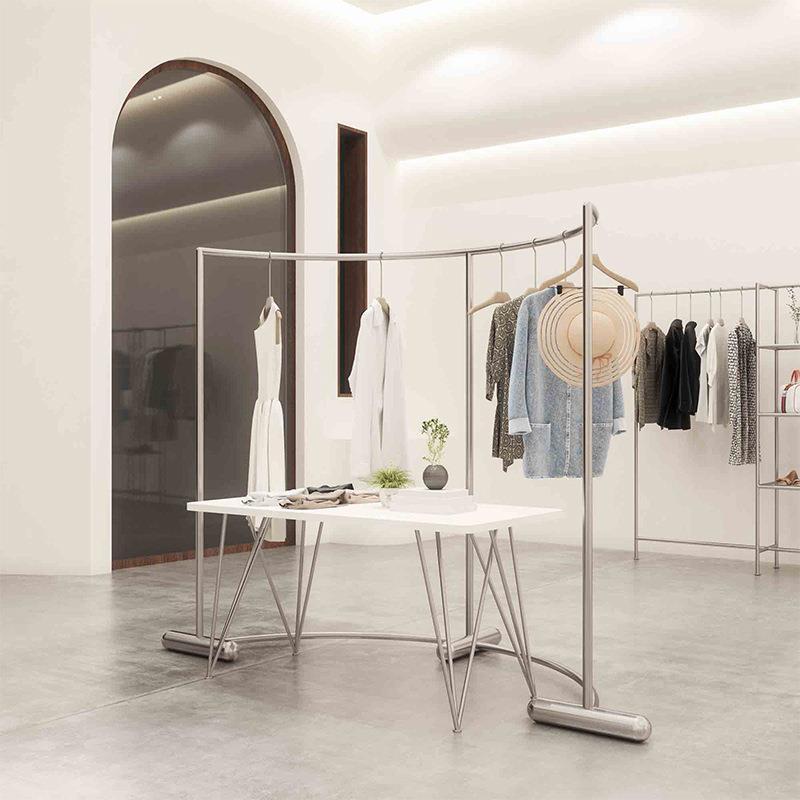 Clothing Store Display Rack Creative Curved Stainless Steel Floor ...