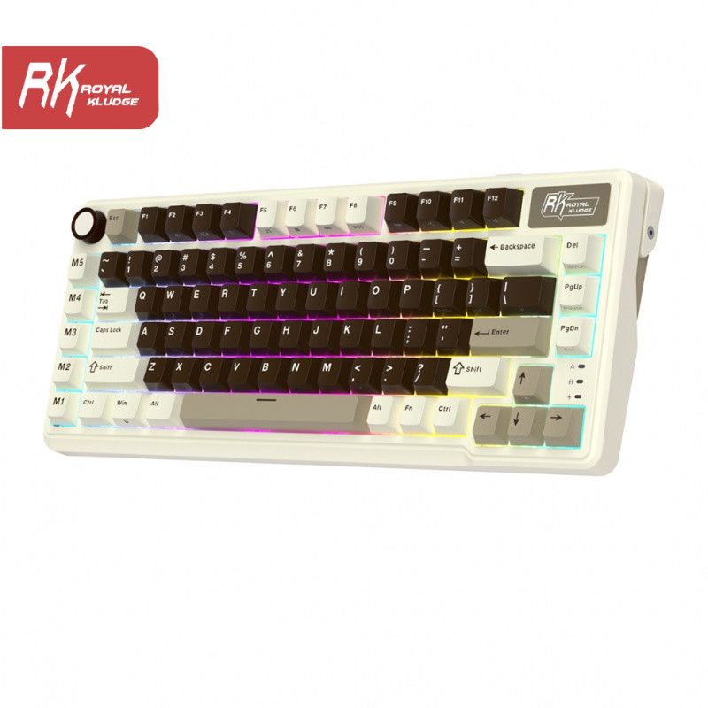 Royal Kludge RK L75 Mocha Grey 85 Key Diy Tri-Mode RGB Wired Bluetooth ...