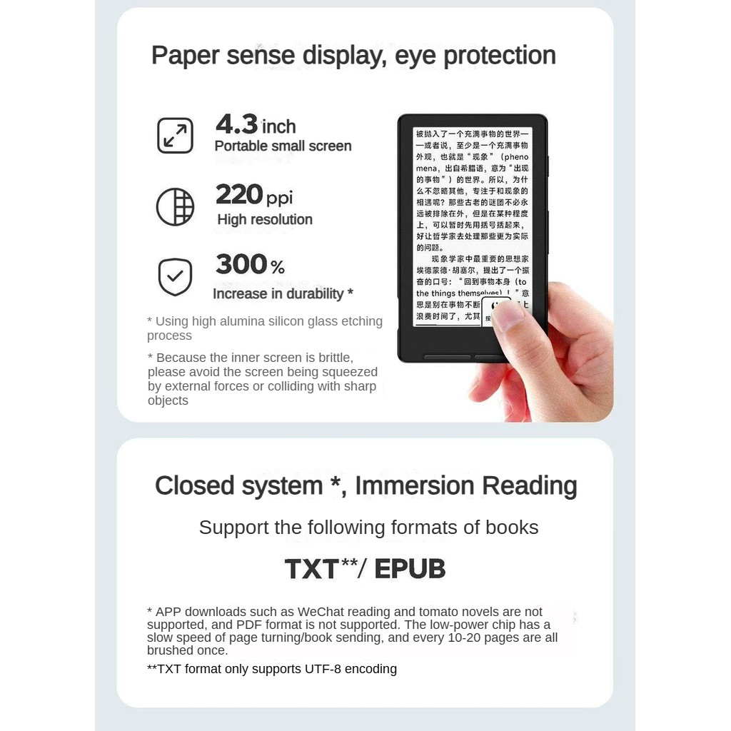 XTEINK Reading Stark X4 4.3-inch Ink Screen Reader Hand-held 16G ...