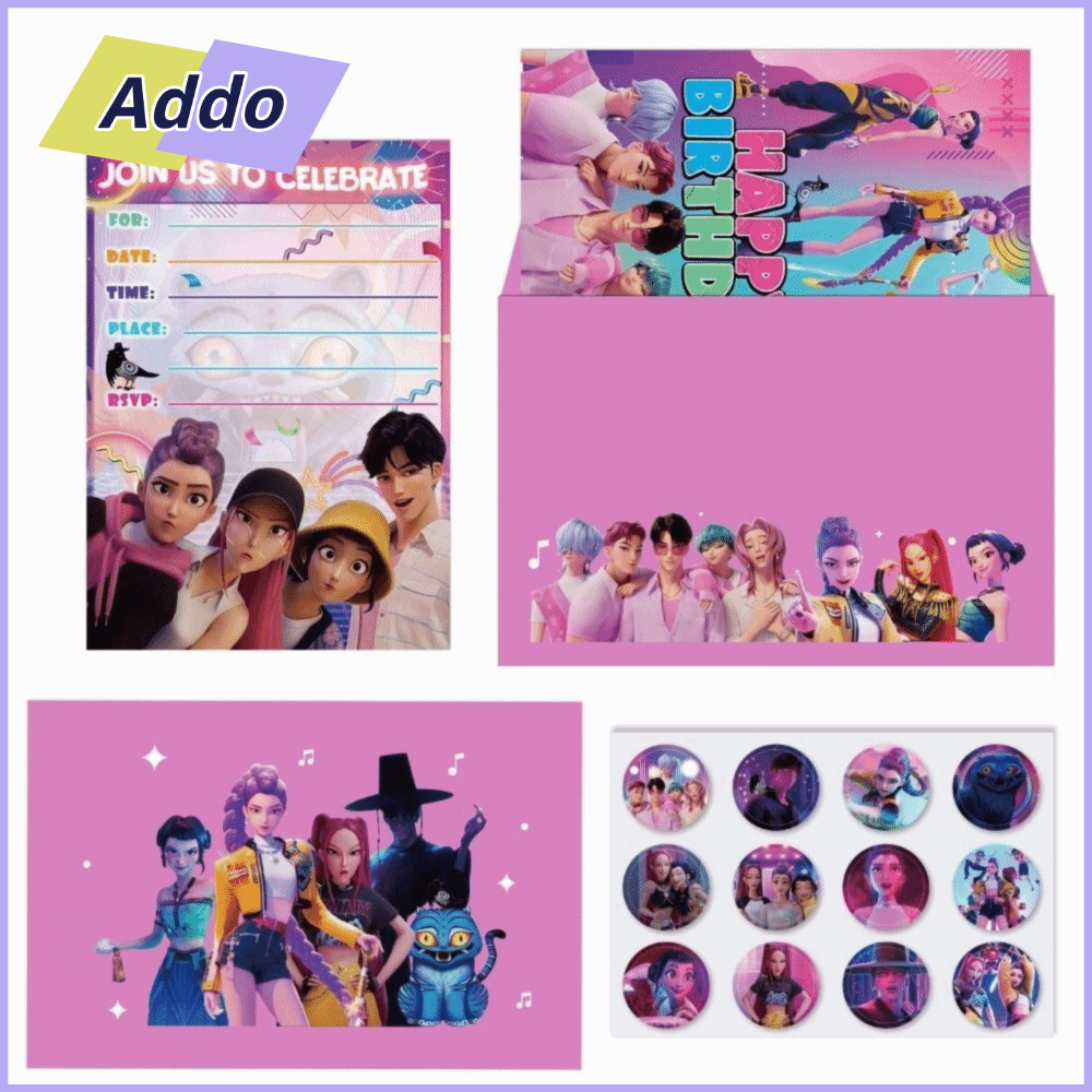 ADDO.PH 1 Set Greeting Card, Cartoon Girl Group Idol Invitation Card ...