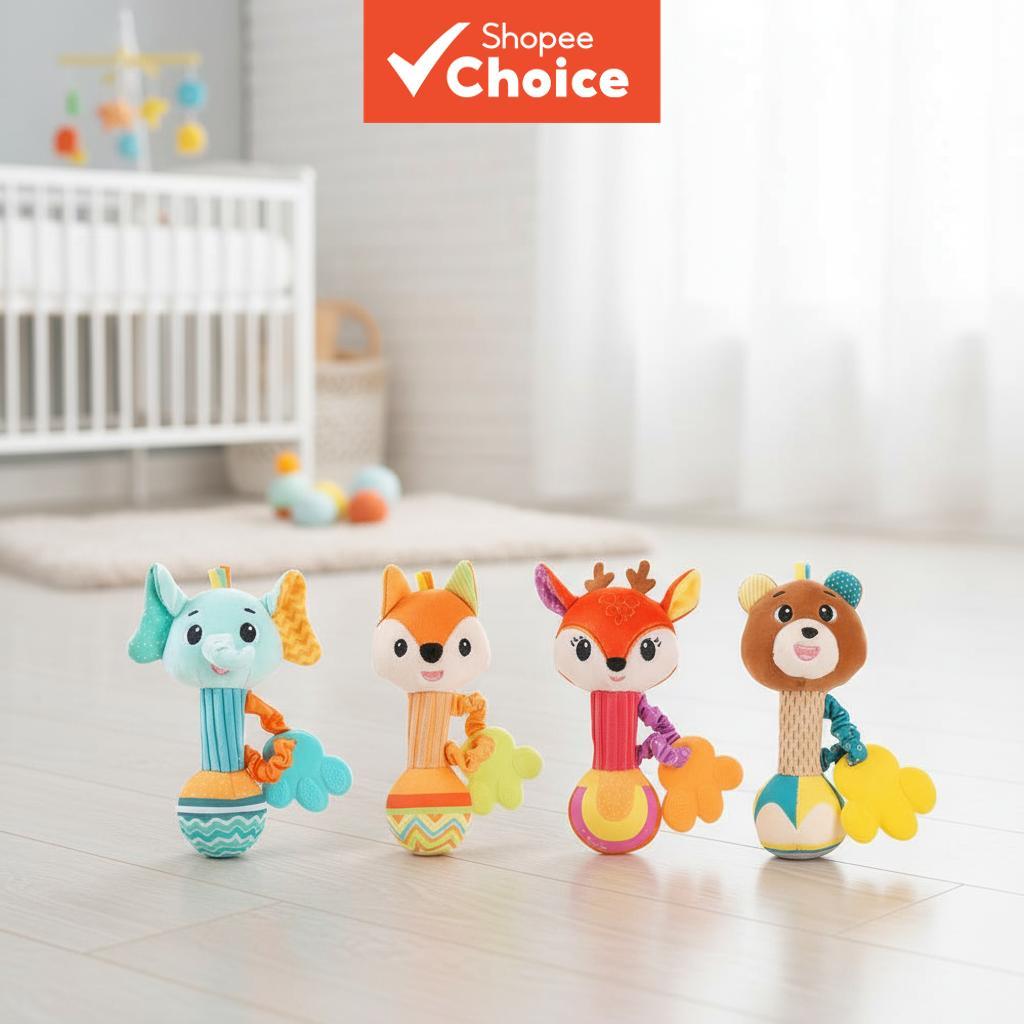 Baby Teething Rattle Plush Doll Toy 0-1 Year Old Bed Bell Puzzle ...