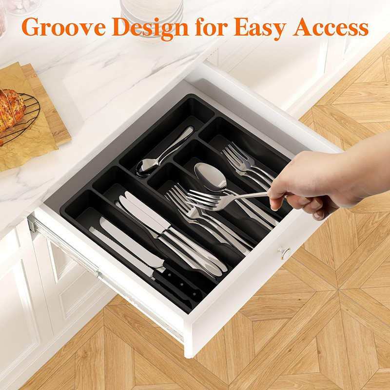 Expandable Utensil Drawer Organizer With Cover Kitchen Utensil Spoons ...