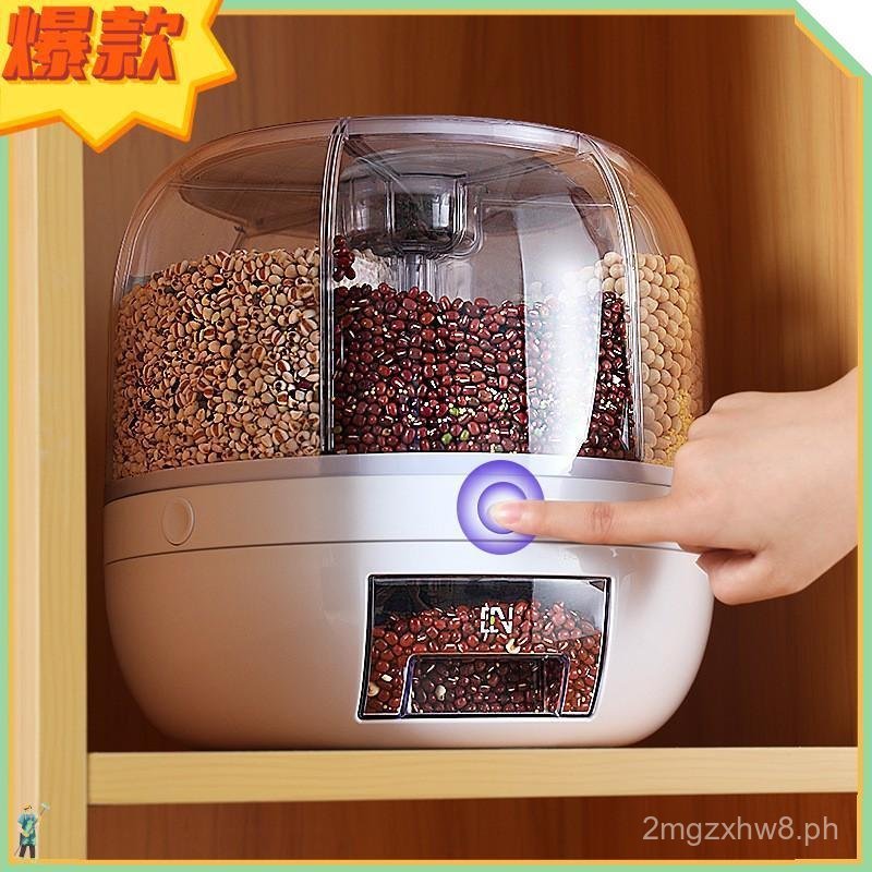 Rotating Multi-Compartment Rice Storage Box for Grains and Cereals ...