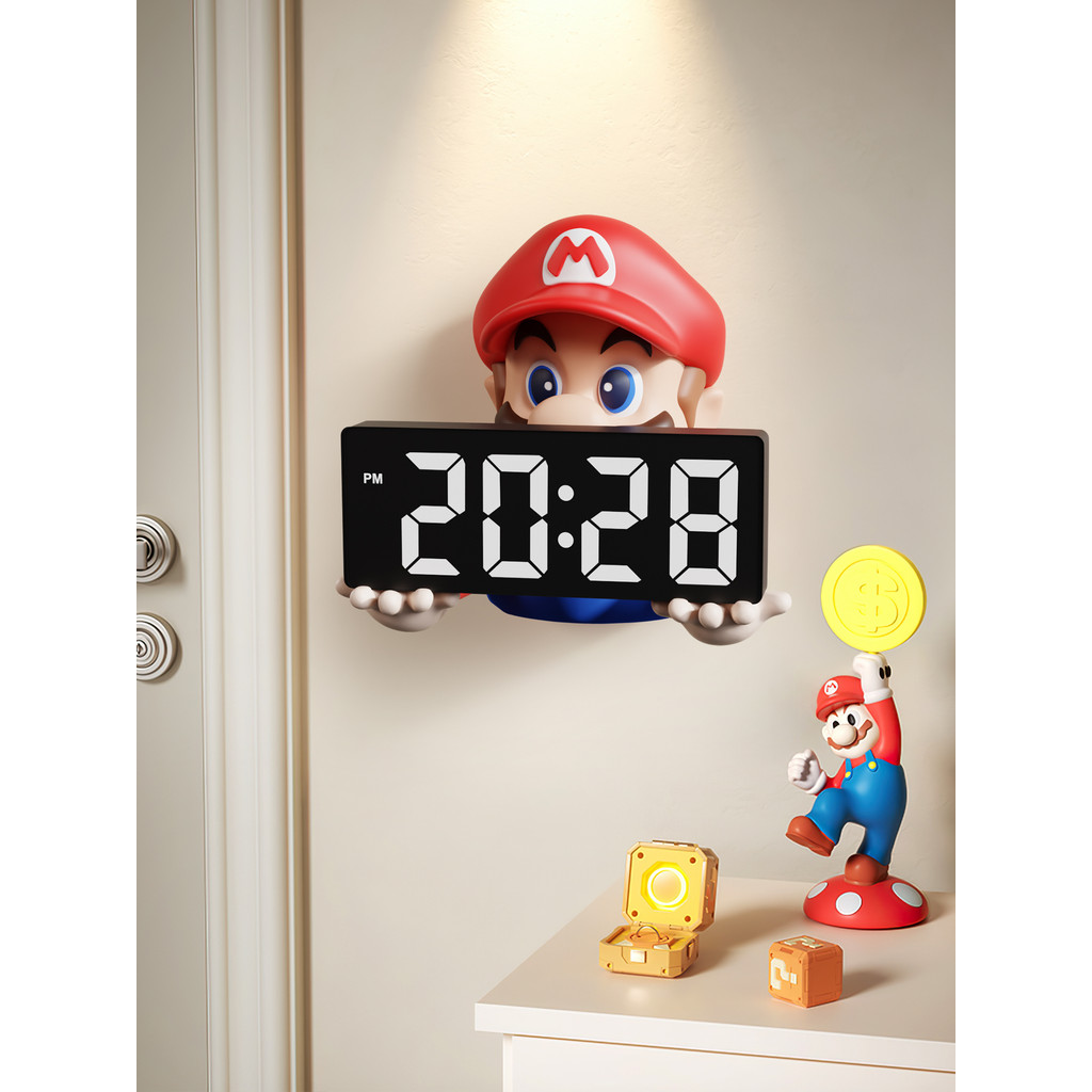 Mario Clock Wall Clock Living Room2025New Wall-Mounted Electronic Clock ...