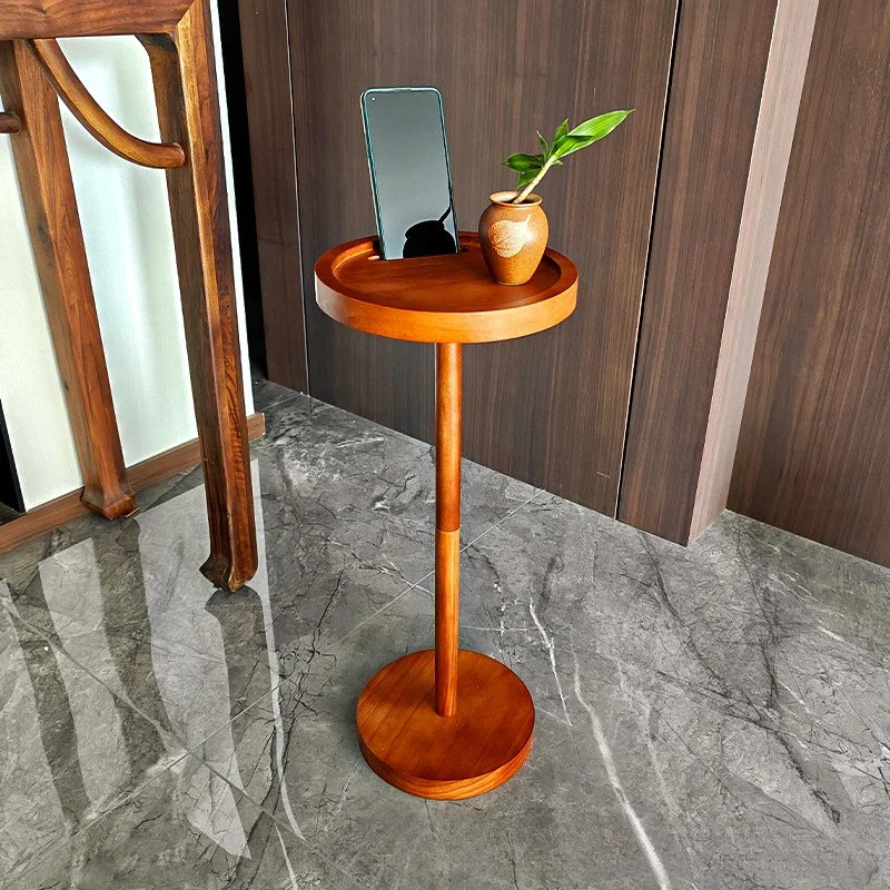 Solid Wood Sofa Side Table Balcony Mini Coffee Table Small Round Table ...