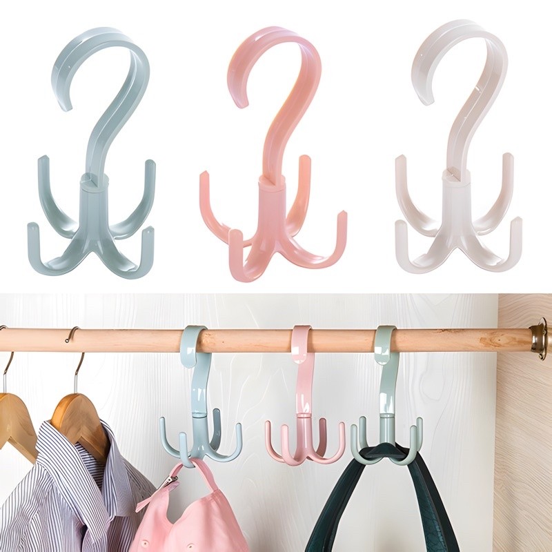 Creative Rotate Hook Belt Tie Bag Scarf Closet Organizer Holder Hanger ...