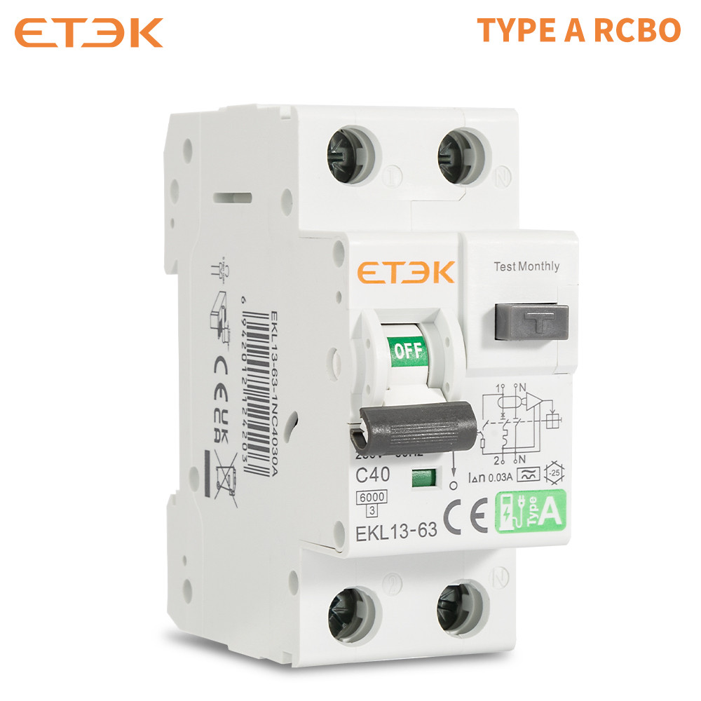 ETEK RCBO Low Voltage Residual Current Circuit Breaker Type 30mA 2P(1P ...