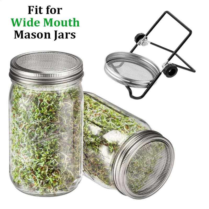 Seed Sprouter Germination Cover Sprouting Mason Jars With Stainless ...