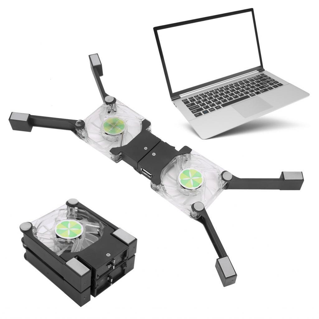 ooidshop Laptop Cooling Pad Portable Fan Folding Cooler Double Fans LED ...