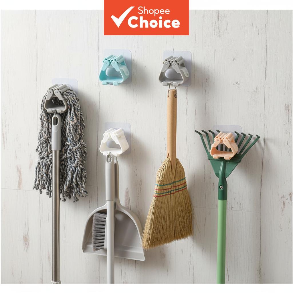 10-piece Mop and Broom Storage Rack Multi-purpose Tool Organizer Broom ...