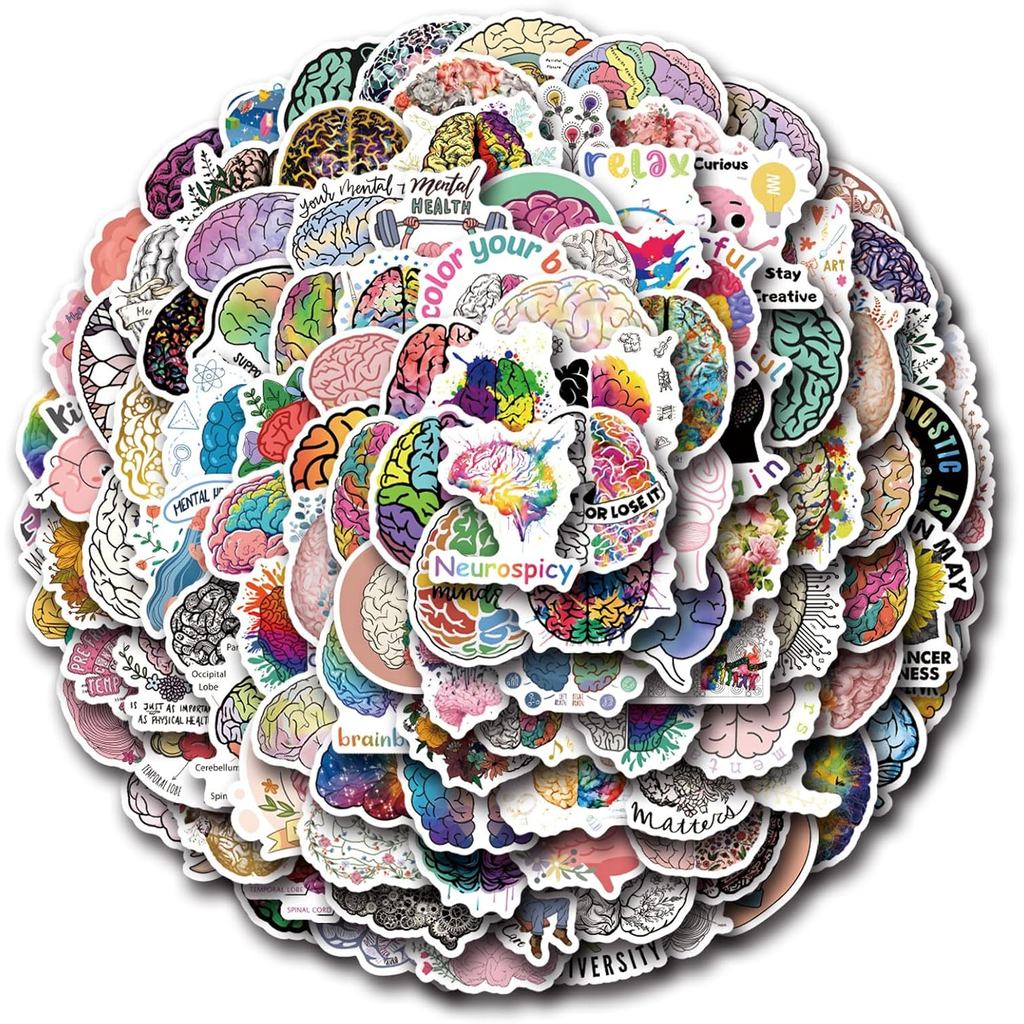 120 Pieces Colorful Brain Sticker Pack | Brain Vinyl Stickers for ...