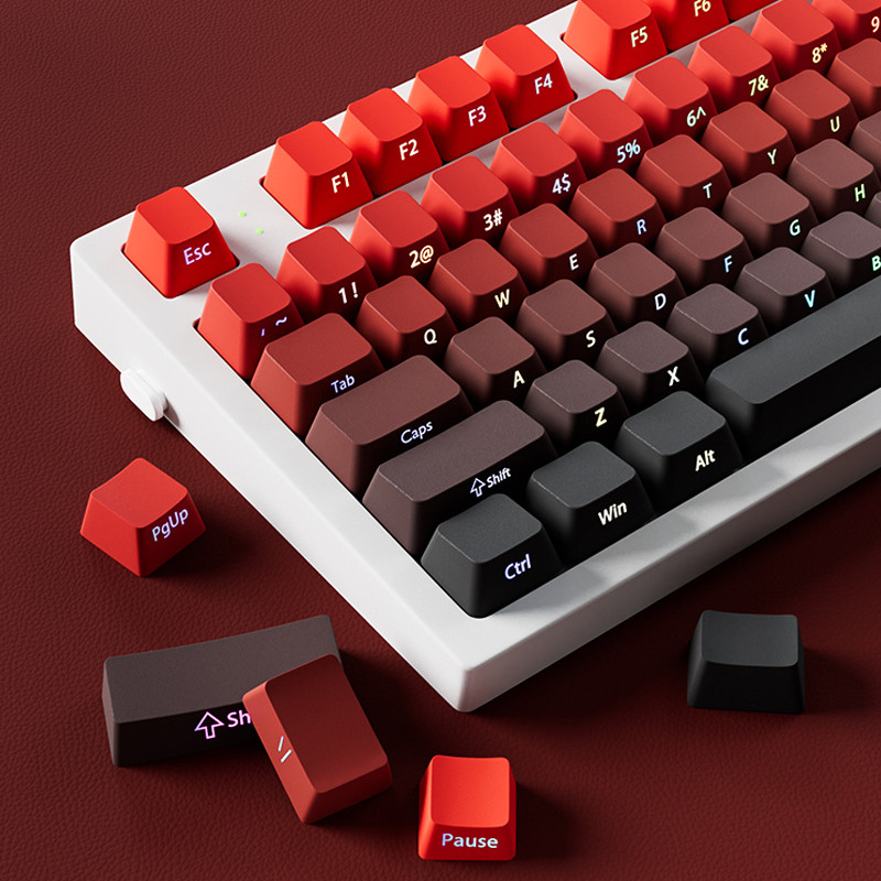 New Gradient Red RGB Backlit Double Shot PBT Keycaps OEM Profile Side ...