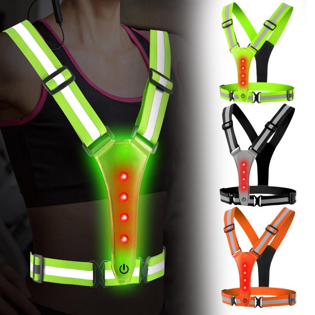 Led Reflective Running Vest, High Visibility Warning Lights Safety Gear ...