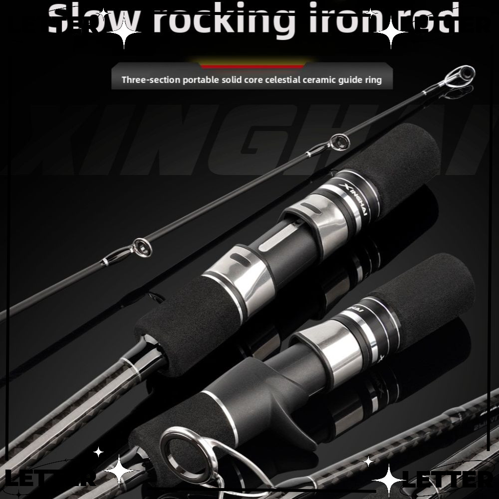 LETTER Travel Jigging Rod, 3-Piece MH Carbon Rod, Heavy Duty Ceramic ...