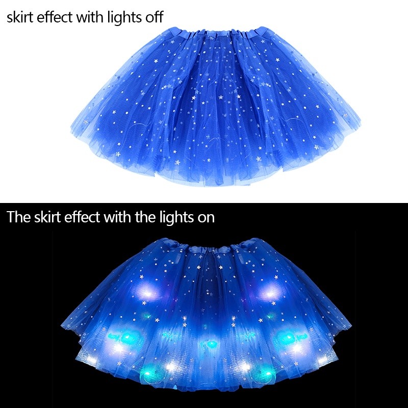 Girls Sequin Tutu Skirt Dance Skirt Party Cosplay Costume LED Light Up ...
