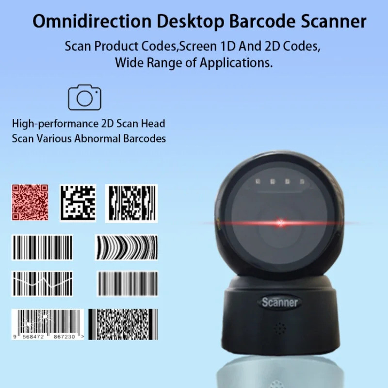 Omnidirection Desktop 1d 2d Qr Wired Scanner Hands Free Automatic Sense ...